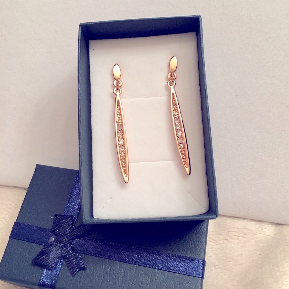 18KT Rose Gold & Australian Crystal earrings. New